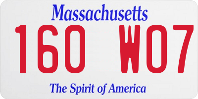 MA license plate 160WO7