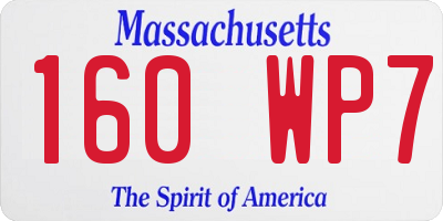 MA license plate 160WP7