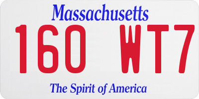 MA license plate 160WT7