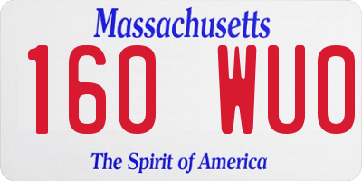 MA license plate 160WU0