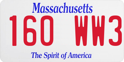 MA license plate 160WW3