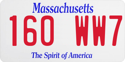 MA license plate 160WW7