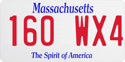 MA license plate 160WX4