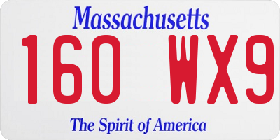 MA license plate 160WX9