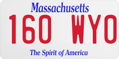 MA license plate 160WY0