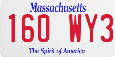 MA license plate 160WY3