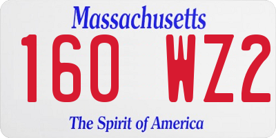 MA license plate 160WZ2