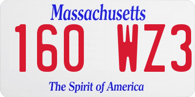 MA license plate 160WZ3