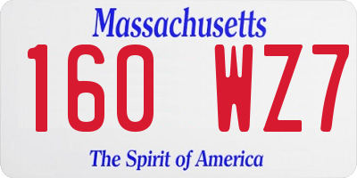 MA license plate 160WZ7