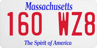 MA license plate 160WZ8