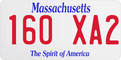 MA license plate 160XA2