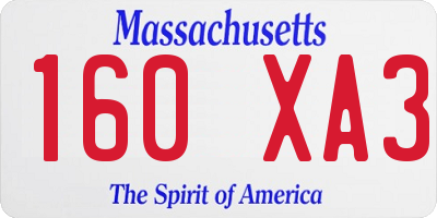 MA license plate 160XA3