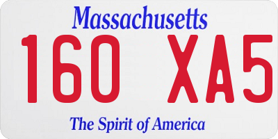 MA license plate 160XA5