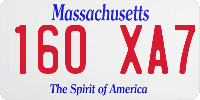 MA license plate 160XA7