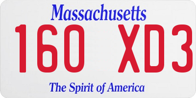 MA license plate 160XD3