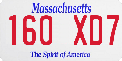 MA license plate 160XD7