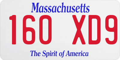 MA license plate 160XD9