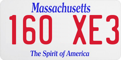 MA license plate 160XE3