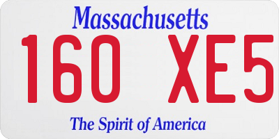 MA license plate 160XE5
