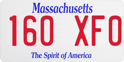 MA license plate 160XF0