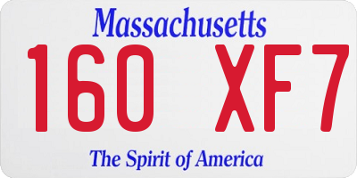 MA license plate 160XF7