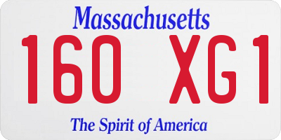 MA license plate 160XG1