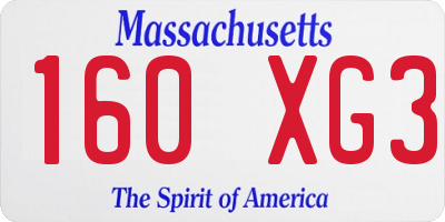 MA license plate 160XG3