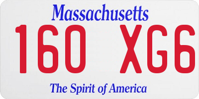 MA license plate 160XG6