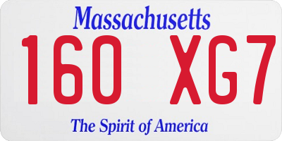 MA license plate 160XG7