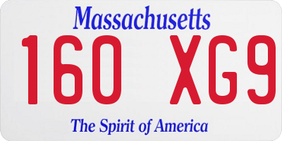 MA license plate 160XG9