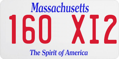 MA license plate 160XI2