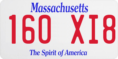 MA license plate 160XI8