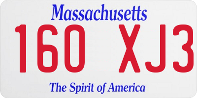 MA license plate 160XJ3