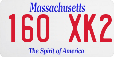 MA license plate 160XK2