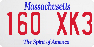 MA license plate 160XK3