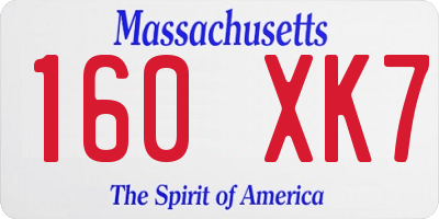 MA license plate 160XK7
