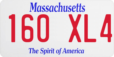 MA license plate 160XL4