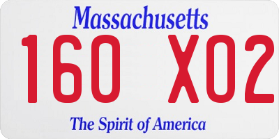 MA license plate 160XO2