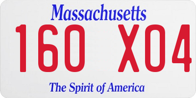 MA license plate 160XO4
