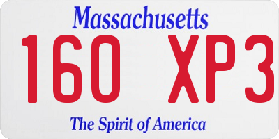 MA license plate 160XP3