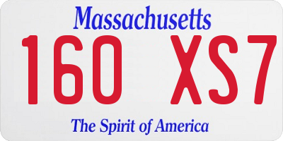 MA license plate 160XS7