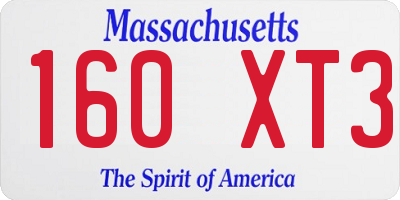 MA license plate 160XT3