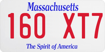 MA license plate 160XT7