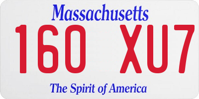 MA license plate 160XU7