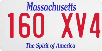 MA license plate 160XV4