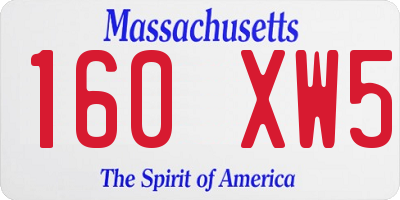 MA license plate 160XW5