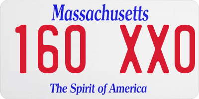 MA license plate 160XX0