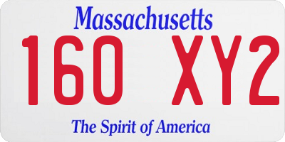MA license plate 160XY2
