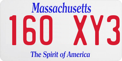 MA license plate 160XY3