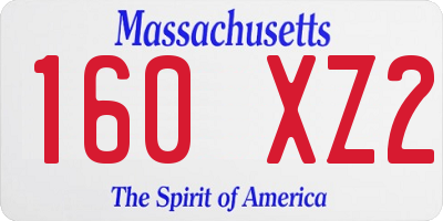 MA license plate 160XZ2